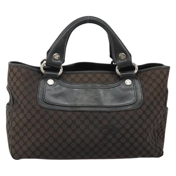 CELINE Macadam Canvas Boogie Hand Bag Dark Brown Black Silver - Picture 3 of 13